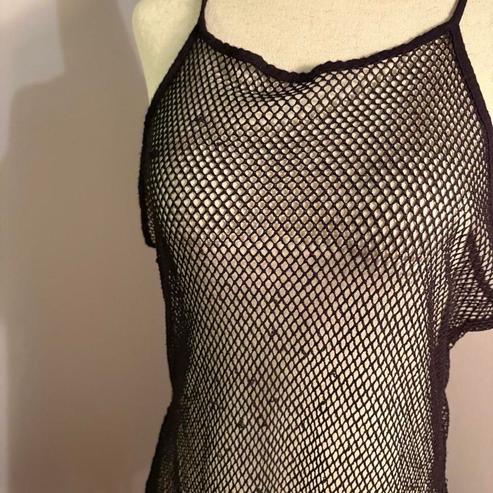 Blush Black vintage mesh fishnet dress with diamond pattern Tag says size L